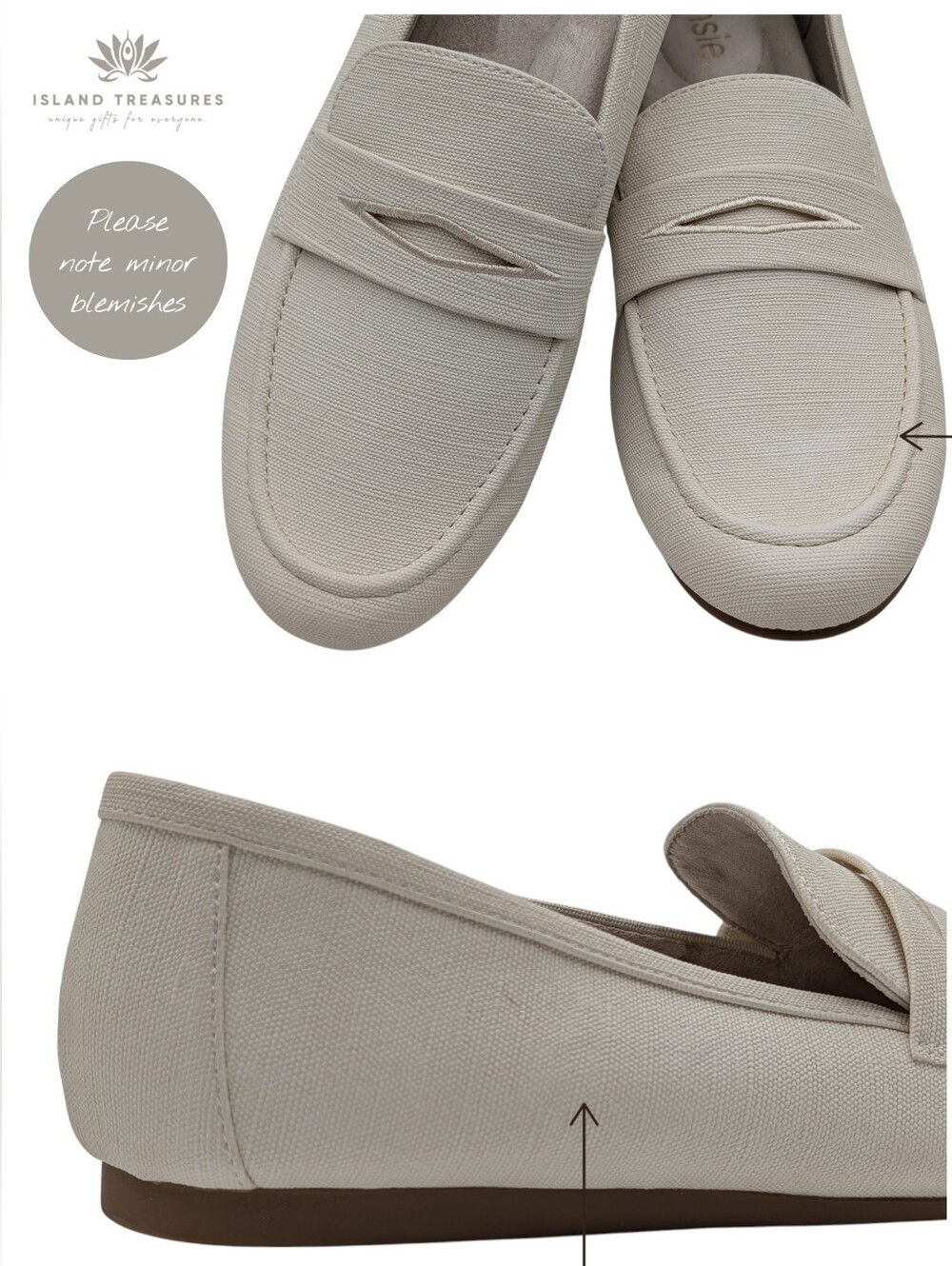 Kensie Womens Sz 10 EU 41 Yelena Canvas Penny Loafer Flat Slip-On Cream Shoe - Picture 12 of 17
